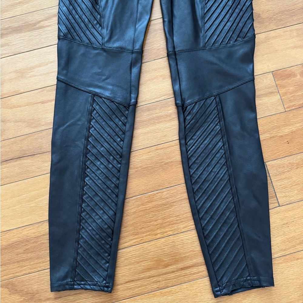 SPANX  Faux Leather Moto Leggings Black Size Large - Picture 2 of 9
